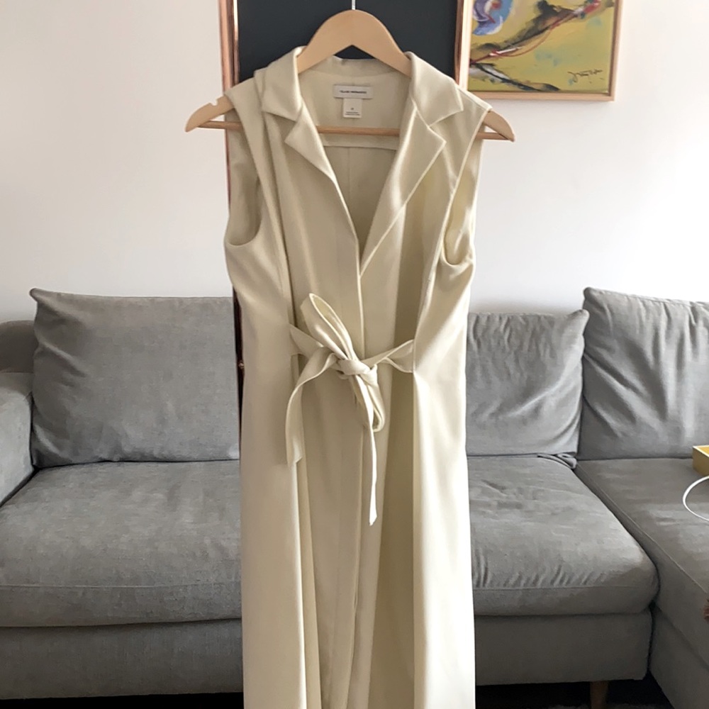 Club Monaco Creme Midi Length Wrap Dress
